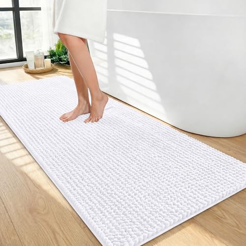 OLANLY Thick Chenille Bathroom Runner Rugs 44x24, Absorbent Bath Mat by OLANLY
