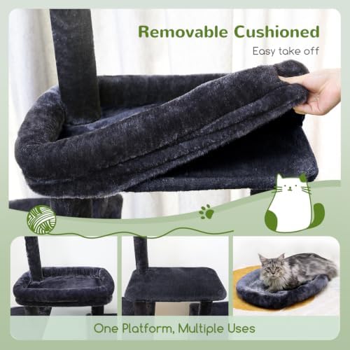 Globlazer Maine Coon Cat Tower for Indoor Adult Cats, Dark Grey - Image 5