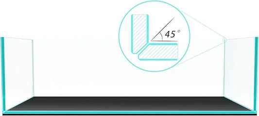 Fzone 9Gal Sharrow Rimless Low Iron Fish Tank Nova Clear Ultra-White 45° Mitered Edges Translucent Glass Anata Series Aquarium w/Black Foam Leveling Mat