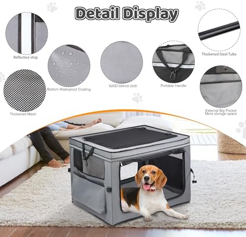Portable Dog Crate Soft Dog Crate 22", Comfy，Collapsible Crate - Image 5
