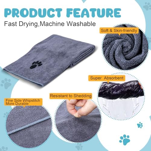 6 Pack Microfiber Dog Towels for Drying Dogs, Super Absorbent and Soft - Image 3