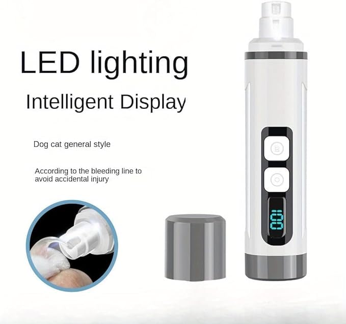 Dog Nail Grinder Quiet-2025 Release Ultra-Quiet Dog & Cat Nail Grinder with LED Light & Battery Display - Painless Nail Trimmer for Small to Large Pets, Thick Nails, and Sensitive Paws