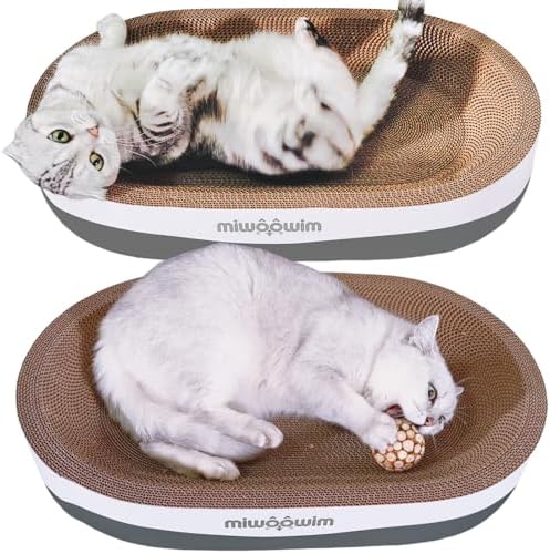 miwoowim 23.6" Extra Large Cat Scratcher Bed & Box Set, Oval Lounge Bowl - Image 5