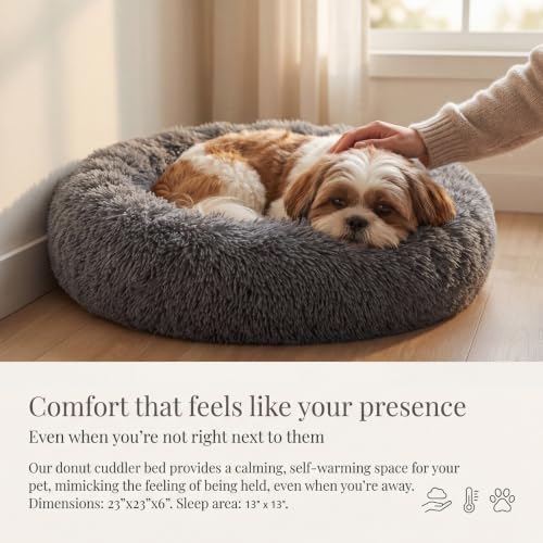nononfish Calming Dog Bed for Small Dogs, Plush Donut Pet Bed - Image 2