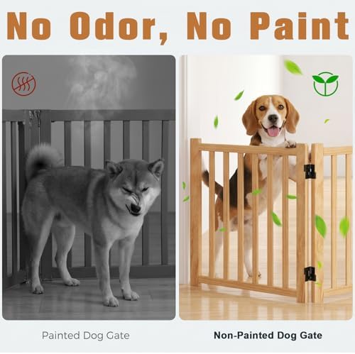 YOCAN Non-Painted Wood Freestanding Pet Gate - Image 3