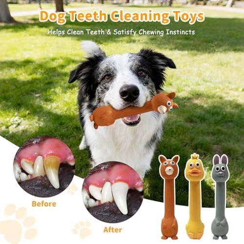 Latex Squeaky Dog Toys, 3 Pack Soft Rubber Dog Chew Toys, 8.7" Standing Stick - Image 4