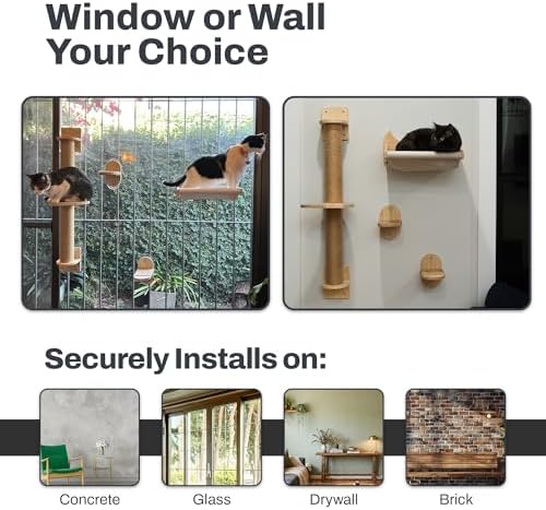 4-in-1 Window & Wall Mount Cat Wall Shelves – Hammock, Steps & Scratching Post - Image 6