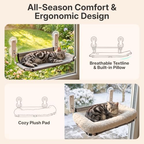 Veehoo Foldable Cat Window Perch, Cat Window Hammock Bed - Image 3