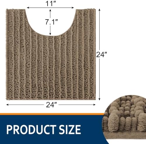 Smiry Bathroom Toilet Rugs U Shaped 24x24, Chenille Bath mats - Image 2