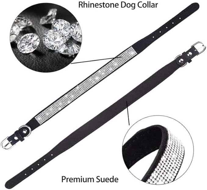 Rhinestone Dog Collar for Small Dogs, Bling Diamond Fancy Crystal Glitter Pretty Jewel Pet Puppy Collars for XXS XS Small Medium Large Breed Girl Dogs Female Cats Kitten, Red M