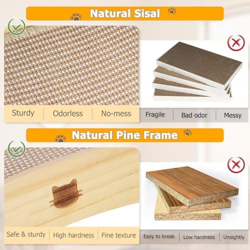 3 in 1 Sisal Cat Scratcher Bed, Solid Pine Cat Scratcher - Image 6