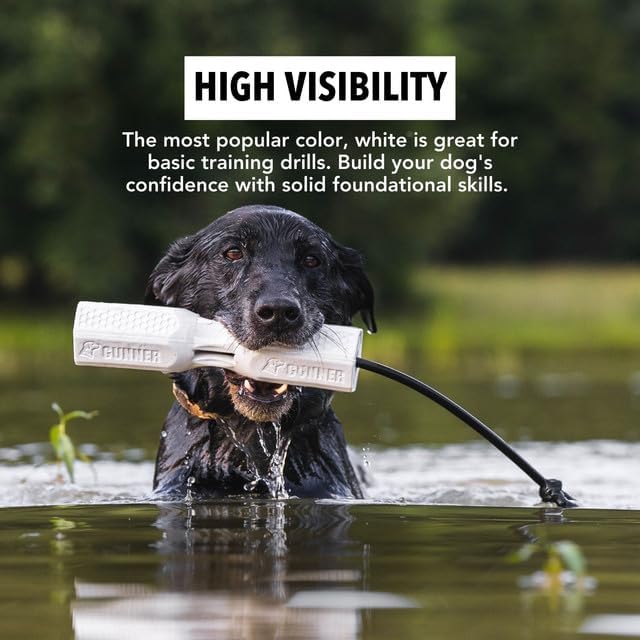 Dog Training Bumper - Durable Retriever Dummy for Professional Training, Perfect for Water Activities, Hunting, and Outdoor Retrieval Practice, with Adjustable Rope for Easy Handling (White)