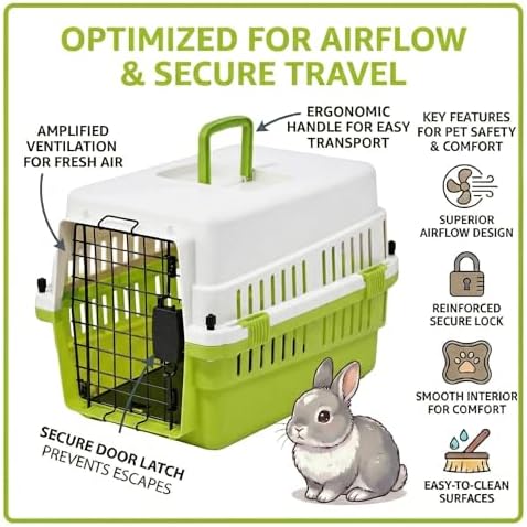 Hard-Sided Pet Carrier for Cats and Small Dogs, Portable Plastic Crate for Vet - Image 3