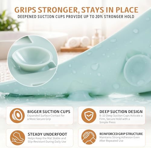 Yimobra Bathtub Mat Non Slip, Super Strong Suction Cups, Machine Washable Fast - Image 3