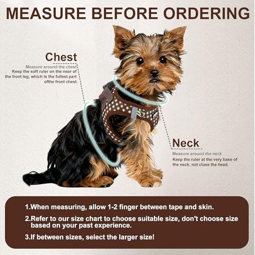 AIITLE Step in Medium Dog Harness and Leash Set, Pet Vest, Chocolate L - Image 3
