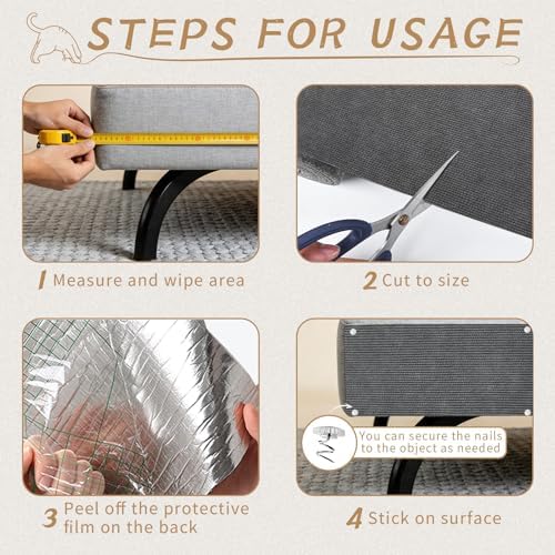 Heavy Duty Cat Scratch Mat for Couch, Dark Grey, 39.3x15.7Inch - Image 3