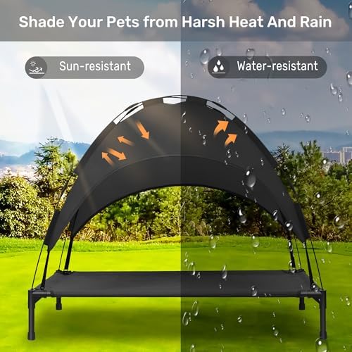 Elevated Dog Bed with Removable Canopy, Sun Protection Shade Tent Dog Cot - Image 2