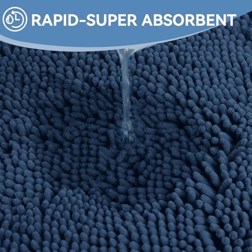 Bcoimo Bath Rug Mat, Chenille Extra Soft Navy Long Bathroom Runner Floor Rug - Image 6