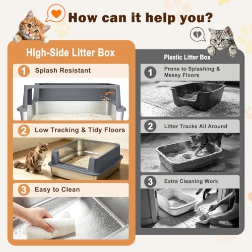 AIPERRO Extra Large Stainless Steel Litter Box - Image 4