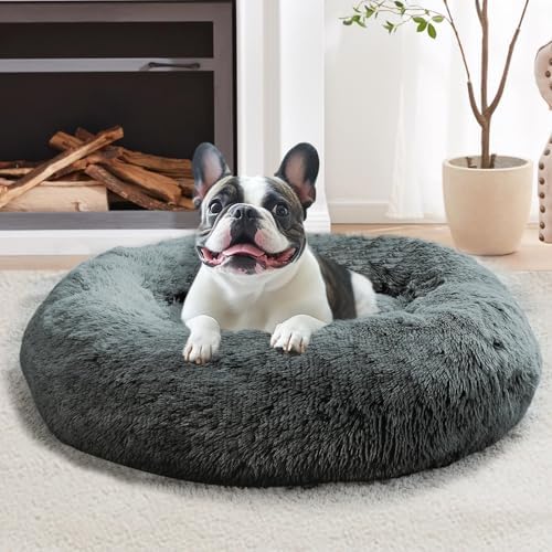 JOLLYVOGUE Calming Dog Beds Large Sized Dog, 36in Donut Washable Large Pet Bed by JOLLYVOGUE