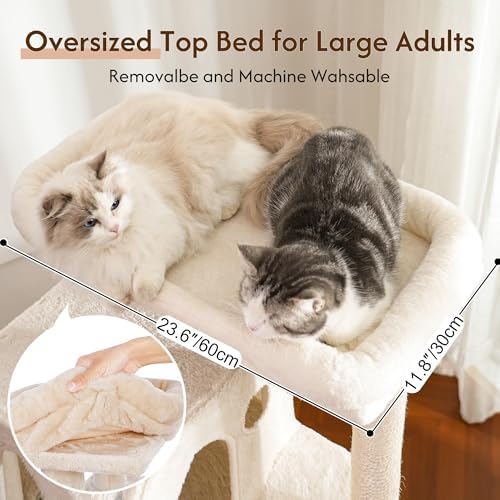 53" Modern Cat Tree with Hammock & Full Sisal Post - Image 4
