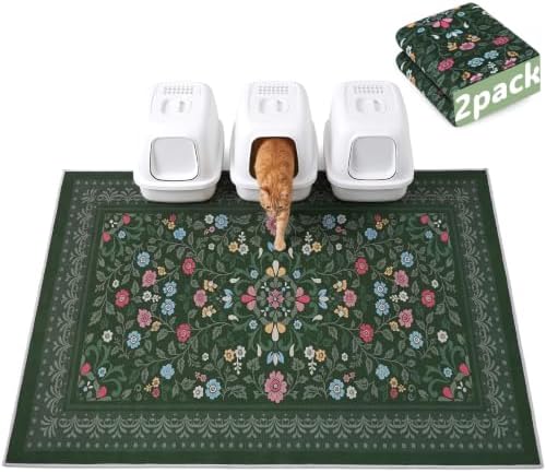 Bienbee Cat Litter Mat, 2 Pack 48" x 36" Machine Washable by Bienbee