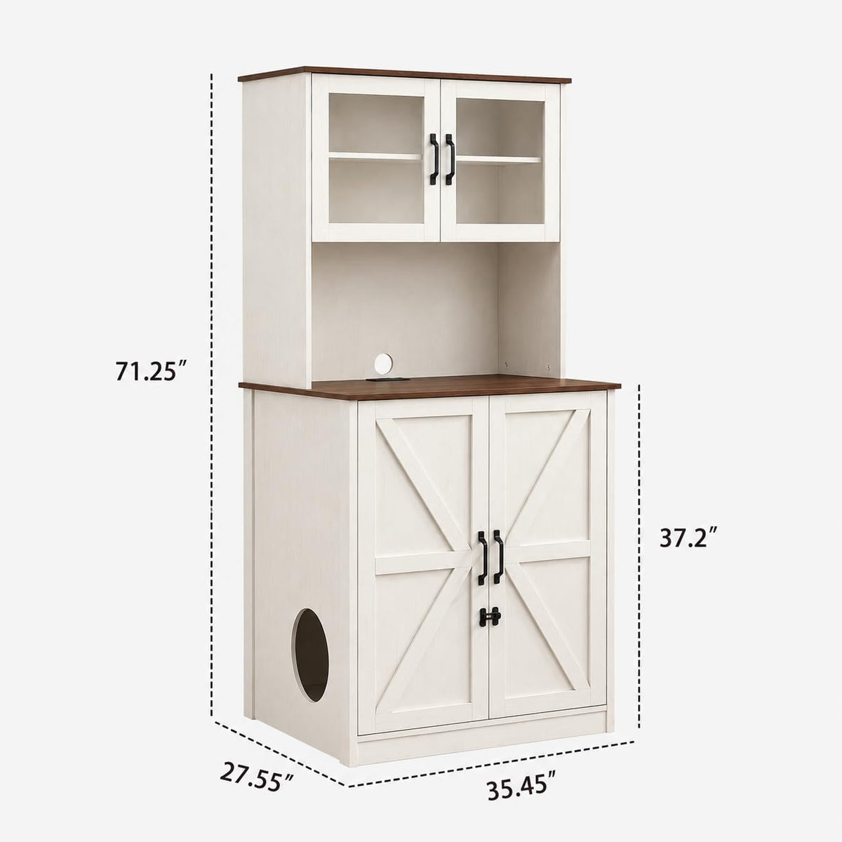 Forest Gravity Extra Large Tall Litter Box Cabinet for Automatic Litter Box White