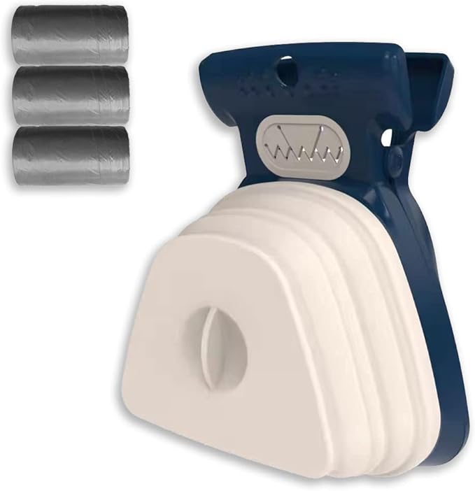 Dog Pooper Scooper, Portable Poop Scooper Handheld Size for Walking Large and Small Dogs Outside Yard or Travel Outdoors, Pup Poop Scoop with Container and 30pcs Pet Waste Bag Attachment, Blue