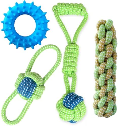 Sunglow Cotton Rope Weaving Dog Toy & Ring Toy Rubber, Cotton Rope Dog Chew Toys by Sunglow