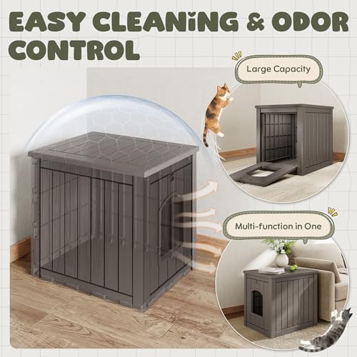 Cat Litter Box Enclosure, Plastic Hidden Litter Box Side Table - Image 2