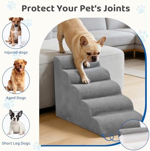 DUMOS Dog Stairs for Small Dogs and Cats, 5-Step Curved Pet Dog Steps - Image 4