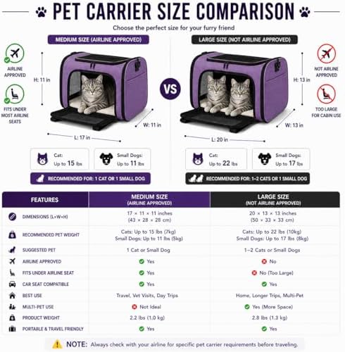 Large Pet Carrier for Cats and Small Dogs, Soft-Sided Travel Carrier - Image 3