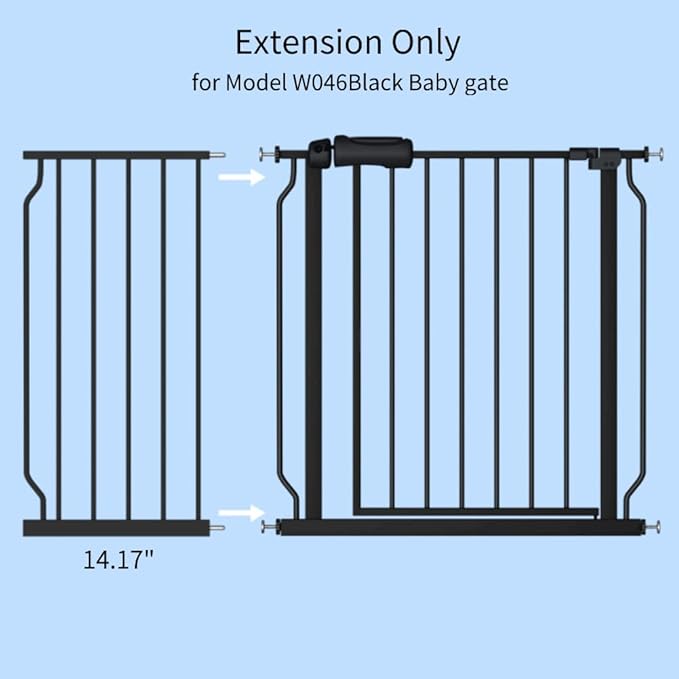 Fairy Baby Safety Gate 14.17 inch Extension for Extra Wide Baby Gate Dog gate Pressure Mounted Walk Through Pet Gate Black