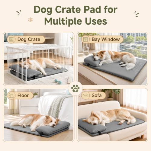 Waterproof Dog Crate Pad with Pillow, Outdoor Large Dog Bed - Image 4
