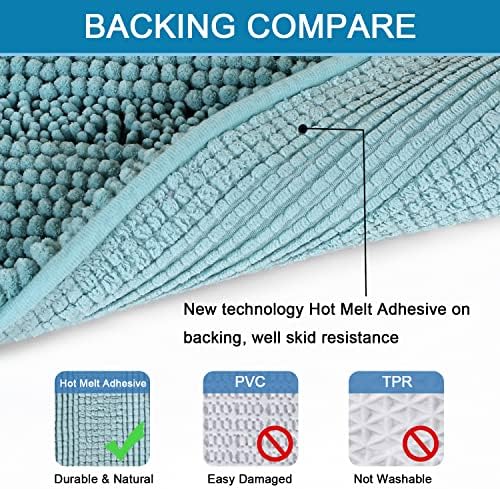 H.VERSAILTEX Bath Mats for Bathroom Non Slip Extra Thick Chenille Striped Bath - Image 4