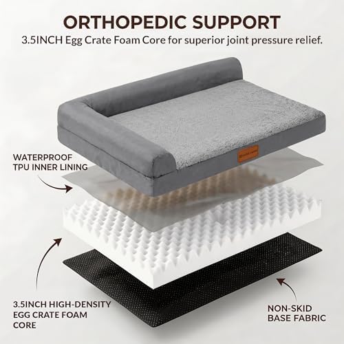 Patas Lague Orthopedic Large Dog Bed Washable Pet Sofa Bed 56''X40''Grey - Image 5