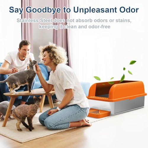 Suzzipaws XL Enclosed Stainless Steel Cat Litter Box - Image 7