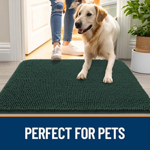 OLANLY Dog Door Mat for Muddy Paws 44x24, Super Absorbent Chenille Mud Mat - Image 6