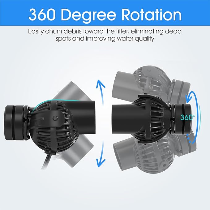 hygger Wave Maker with Controller for Feeding, 792 GPH Ultra-Silence Aquarium Powerhead with Strong Magnet Suction Base for Freshwater or Saltwater Fish Tank, 360° Rotating Aquarium Wavemaker Black