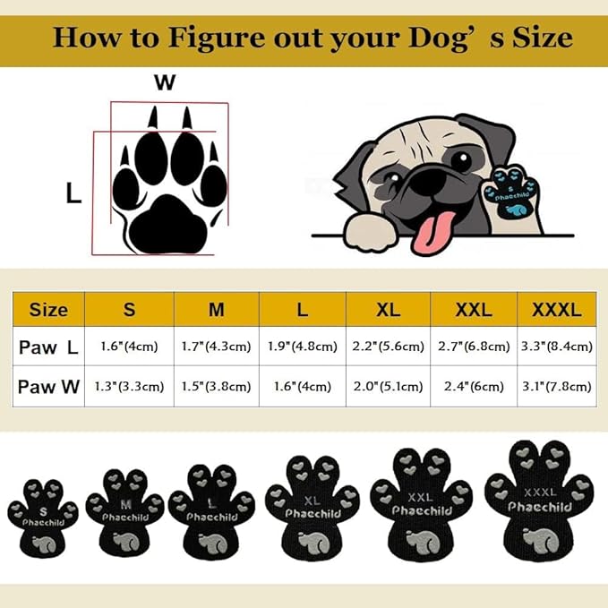 Dog Paw Pads Anti-Slip Grips,Dog Paw Protectors for Senior Dogs on Hot Pavement,Provides Traction to Keep Them from Slipping on Smooth Floors 12 sets-48 Pads Black XXL