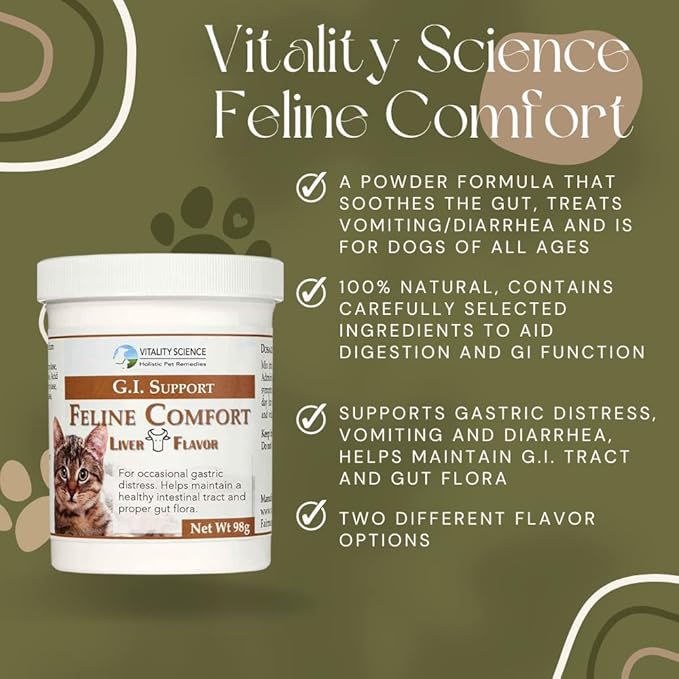 Feline Comfort for Cats | Maintains a Healthy Intestinal Tract and Proper Gut Flora | Restores Gastric Stability | for Vomiting and Diarrhea | 100% Additive Free (Beef, 220g)