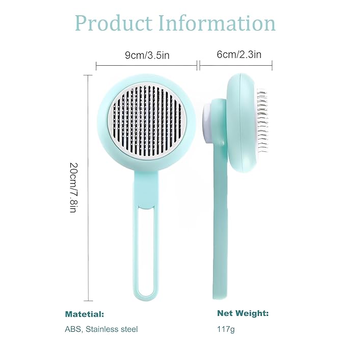 Cat Hair Brush, Cat Brush for Shedding, Suitable for Long and Short Haired Cats and Dog, Green