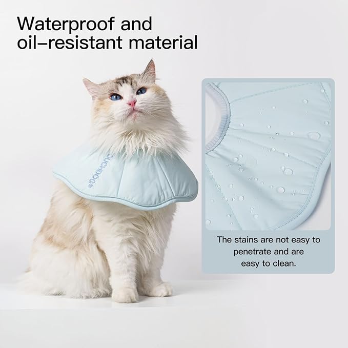 Touchdog Foldable Dog Cone Collar for Cats & Dogs - Adjustable Soft Recovery Collar with Waterproof PU Coating, Lightweight Design, 24.5cm/9.6in Wide Barrier (Blue, XL)