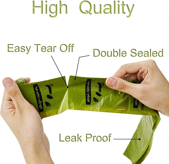 ECO-CLEAN Dog Poop Bags, 24 Rolls/360 Bags with Dispenser, Dog Waste Bags, Unscented, Leak-Proof, Easy Tear-Off