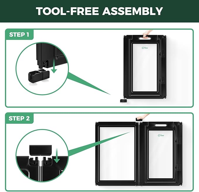 FXW AuraSpace Acrylic Indoor Unleashed Dog Playpen for Medium Dogs, 35 Inch, 10 Panels, Black