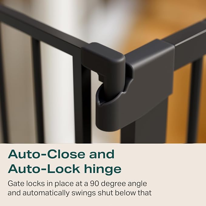 Cumbor 36" Extra Tall Baby Gate for Stairs, 29.7-48" Wide Dog Gates for Doorways, Auto Close Safety Gate for Babies and Pets, Easy Install, Pressure Mounted, Fits Doorways, Stairs, Entryways, Black