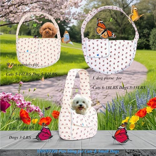 Floral Pet Carrier Sling for Cats & Small Dog, 8-20 lbs - Image 5