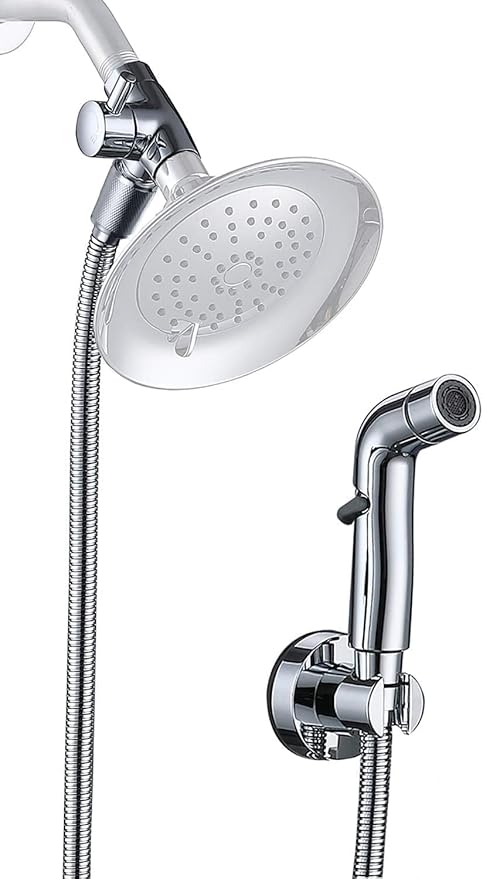 G-Promise Dog Shower Sprayer Attachment for Fast and Clean Pet Showering, Multifunctional Shower, Metal Diverter, 118 Inch Extra Long Hose, No Drill Hook, Dog Washing-Bathroom (Chrome)