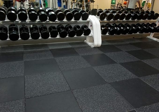 American Floor Mats - Extreme Rubber Gym Tiles - 1 Inch Thick Colorful Rubber Gym Mats - Superior Shock and Sound Absorbing Mats - 95% Light Grey 100 Mat Pack (Covers 400 Sq Ft)