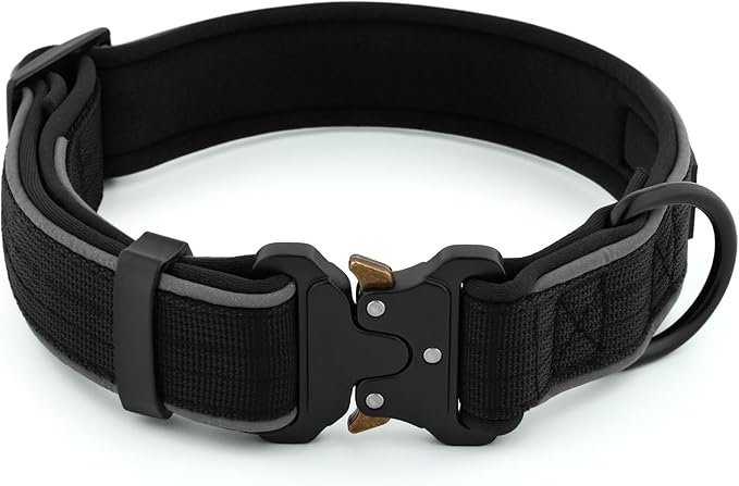 Plutus Pet Tactical Dog Collar, Reflective, Adjustable Heavy Duty Dog Collar, Soft Padded and Comfortable, for Small Medium and Large Dogs (Black, XS)